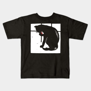 Victorian Cat Licking Paw Kids T-Shirt